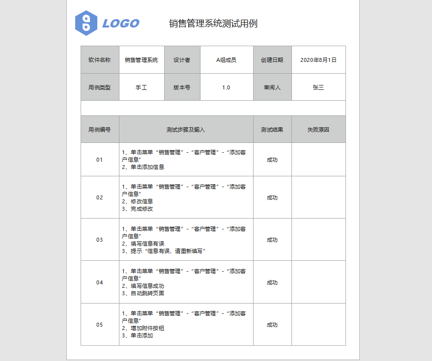 测试用例模板